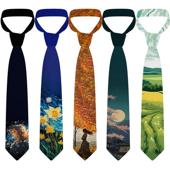 Harajuku мода унисекс вратовръзка нов дизайн живопис с маслени бои модел 3D печат високо качество тънък вратовръзка персонализирани запознанства парти вратовръзка