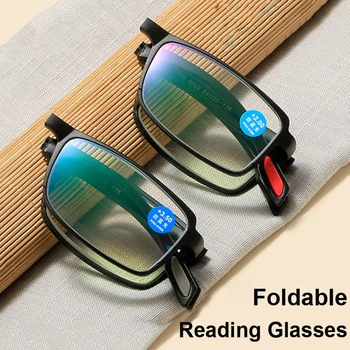 Преносими анти сини лъчи очила за четене с кутия реколта жени мъжки пресбиопия очила завършени оптични рецепта очила