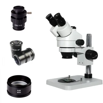 XSZ7045-B1 тринокулярен стерео микроскоп ZOOM с 0.5X Barlow обектив и 0.5X адаптер за ремонт на мобилни телефони PCB инспекция