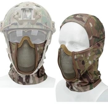NewHunting маска шапки военни бойни балаклава капачка тактически половин лицето стоманена мрежа Airsoft пейнтбол маски за пейнтбол