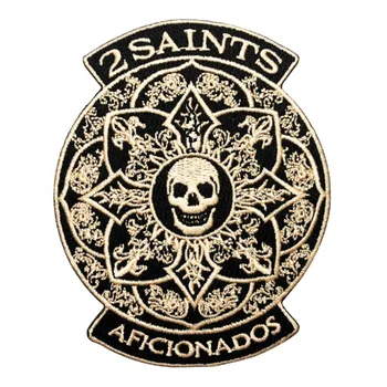 Creative Custom Military Biker Devil Skull Flowers Goth Style Embroidered Patches Sew on Iron on Logo for Clothing Decoration
