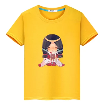 Game Onmyoji Yao Bikuni печат тениска 100% памук карикатура графичен тениска къс ръкав лятото случайни тениска момчета / момичета тениски