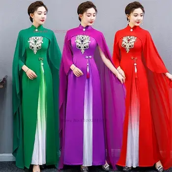 2024 китайски реколта cheongsam подобрена qipao национална цветна бродерия традиционна рокля ориенталски банкет вечер qipao рокля