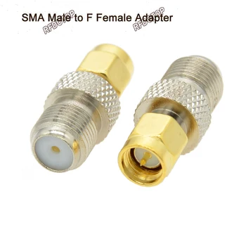 2pcs / lot SMA мъжки към F женски прав конектор RF коаксиален конектор месинг позлатени висококачествена бърза доставка