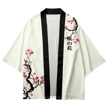 Японско улично облекло Ризи със сливов принт Летен плаж Юката Жилетка Жени Кимоно 2023 Мода Традиционна блуза Haori