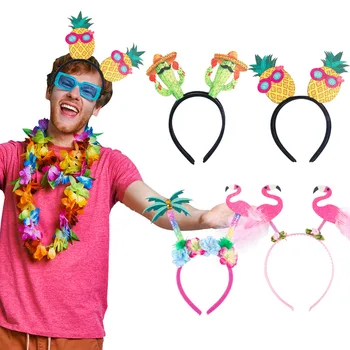 Хавайски парти декорации фламинго кокосов кактус ананас шапки лято тропически алоха парти консумативи възрастни деца фото реквизит
